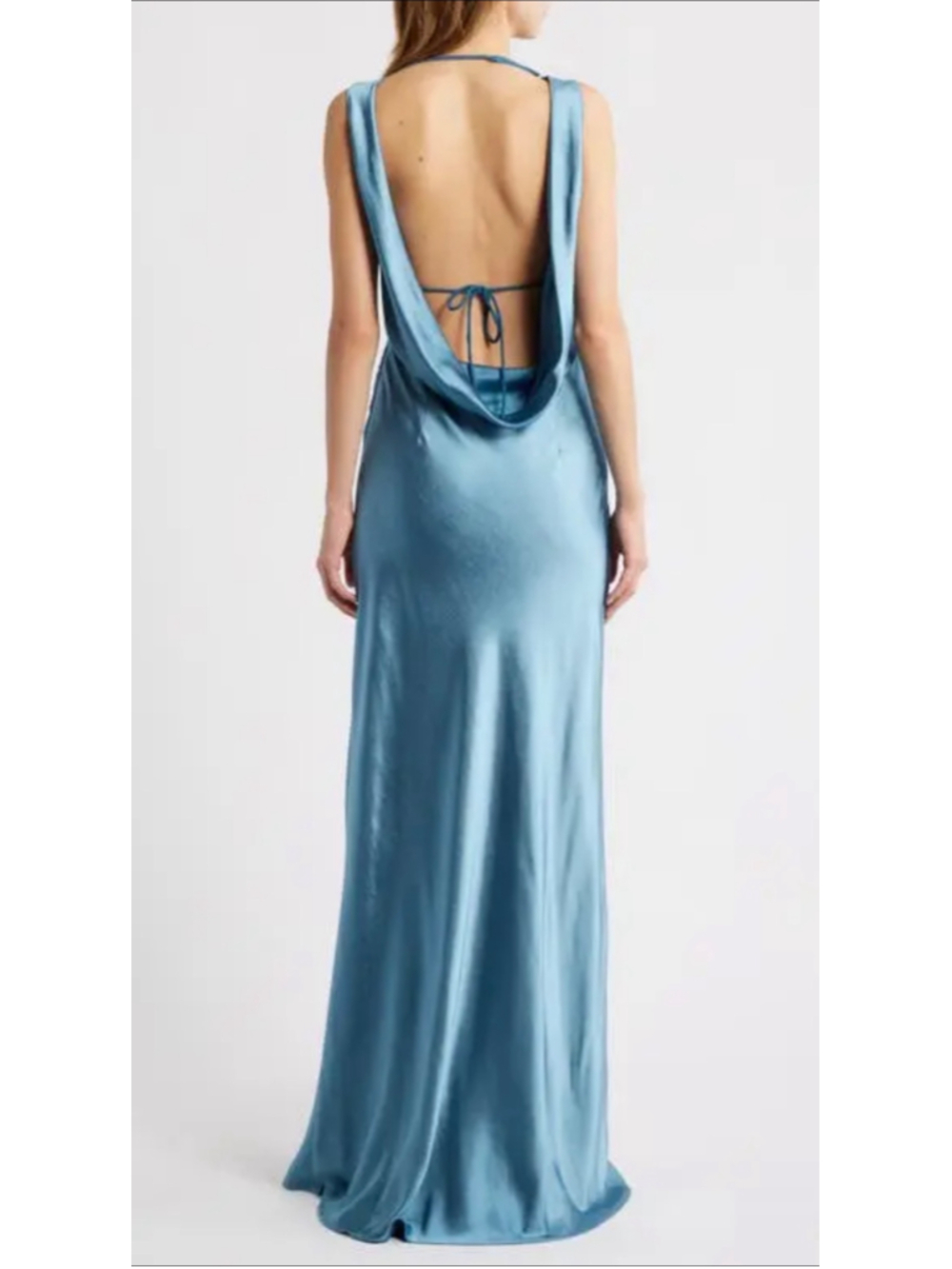 Women's Lucy Paris Satin Maxi Dress Blue Size S - Picture 3 of 16